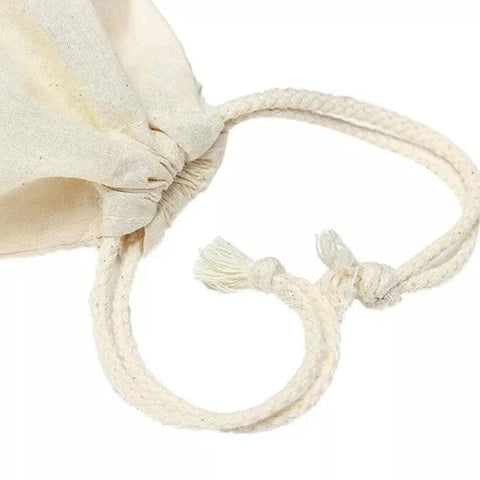 10X Canvas Cotton Drawstring Bags Linen Calico Tote Gift Storage Pouches - 8x10cm