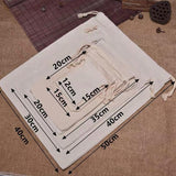 10X Canvas Cotton Drawstring Bags Linen Calico Tote Gift Storage Pouches - 8x10cm