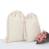 10X Canvas Cotton Drawstring Bags Linen Calico Tote Gift Storage Pouches - 8x10cm
