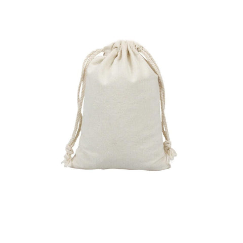 10X Canvas Cotton Drawstring Bags Linen Calico Tote Gift Storage Pouches - 8x10cm