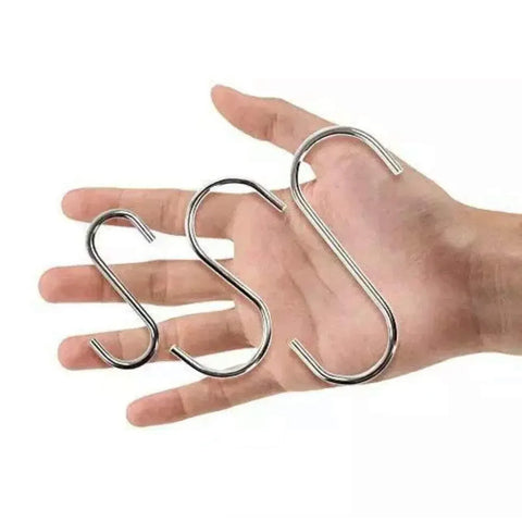 8cm Stainless Steel S Shape Hooks Kitchen Hanger Rack Clothes Hanging Plant Holders - 5PCS