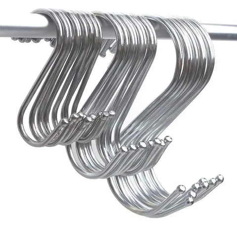 8cm Stainless Steel S Shape Hooks Kitchen Hanger Rack Clothes Hanging Plant Holders - 5PCS