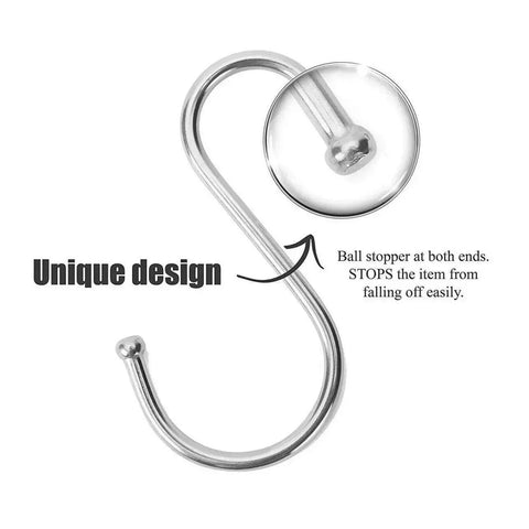 8cm Stainless Steel S Shape Hooks Kitchen Hanger Rack Clothes Hanging Plant Holders - 5PCS