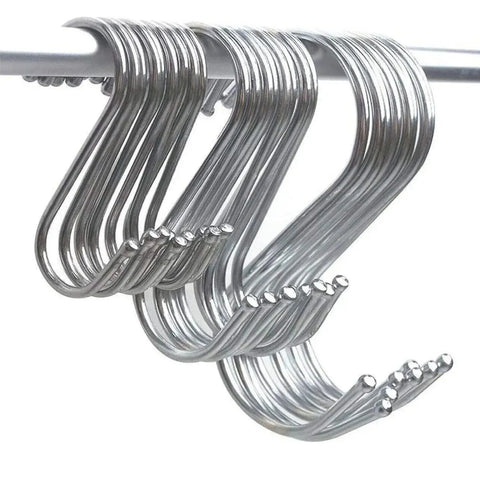 12cm Stainless Steel S Shape Hooks Kitchen Hanger Rack Clothes Hanging Plant Holders - 20PCS