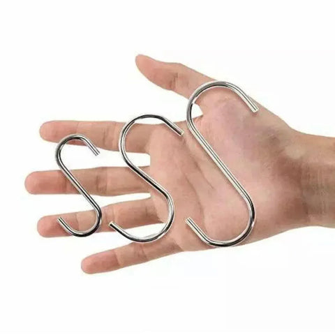 12cm Stainless Steel S Shape Hooks Kitchen Hanger Rack Clothes Hanging Plant Holders - 20PCS