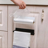 Self-Adhesive Paper Towel Holder Rack for Kitchen Rolls and Wrap Storage - Black x 1 unit