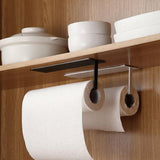 Self-Adhesive Paper Towel Holder Rack for Kitchen Rolls and Wrap Storage - Black x 1 unit