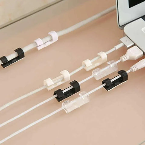 20PCS Cable Clips Management Holder Cord Wire Line Organizer Self-Adhesive M - M Size - Transparent x 20 PCS