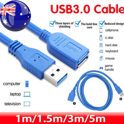 Super speed Usb 3.0 Male To Female Data Cable Extension Cord For Laptop Pc Camera - 1M