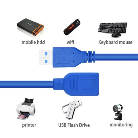 Super speed Usb 3.0 Male To Female Data Cable Extension Cord For Laptop Pc Camera - 1M