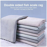 5X Fish Scale Microfiber Cleaning Cloth Dish Washing Glass Wipe Reusable Kitchen - 5Pcs-30cm*40cm