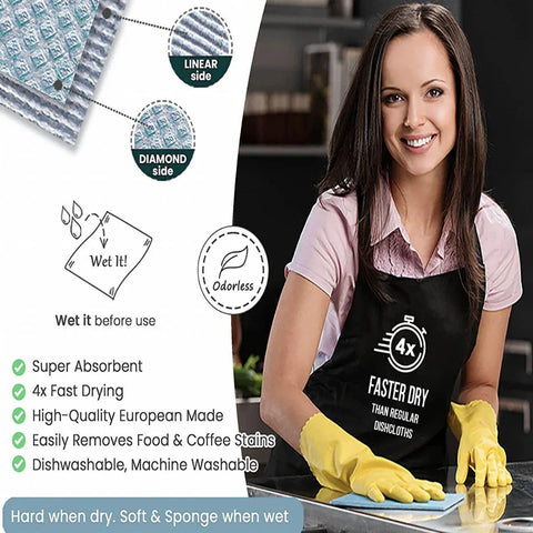 5X Fish Scale Microfiber Cleaning Cloth Dish Washing Glass Wipe Reusable Kitchen - 5Pcs-30cm*40cm