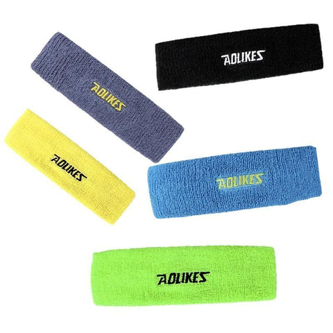 Aolikes Headbands Sweatband Cotton Hair Gym Yoga Stretch Sport Sweat Band - Yellow