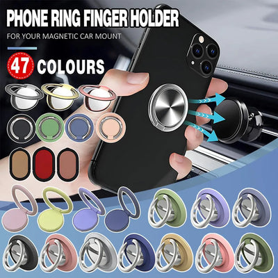 Iring Phone Ring Finger Holder Stand Car Mount Hook For Iphone Ipad Mobile Grip - D- Black