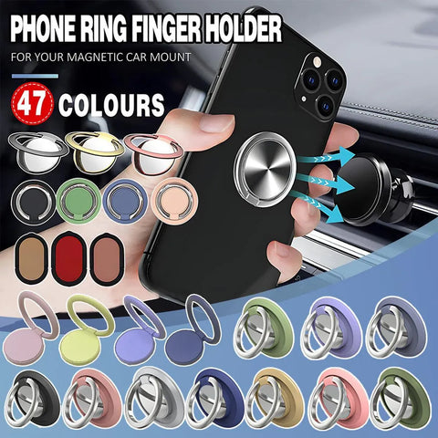 Iring Phone Ring Finger Holder Stand Car Mount Hook For Iphone Ipad Mobile Grip - F- Black
