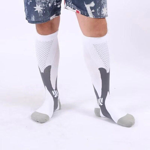 Copper Compression Socks for Running Travel Sports Anti Fatigue Support XXL Unisex - White
