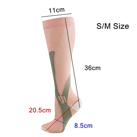 Copper Compression Socks for Running Travel Sports Anti Fatigue Support S/M Unisex - Blue