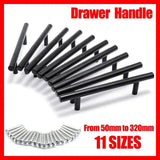 1pcs Black Kitchen Cabinet Door Handles Matte Black Stainless Steel Door Drawer Pull T Bar - 450mm/288mm