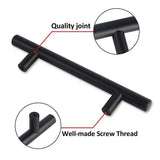1pcs Black Kitchen Cabinet Door Handles Matte Black Stainless Steel Door Drawer Pull T Bar - 450mm/288mm