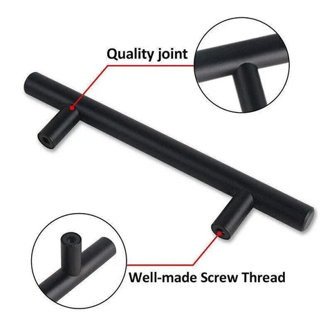 1pcs Black Kitchen Cabinet Door Handles Matte Black Stainless Steel Door Drawer Pull T Bar - 450mm/288mm
