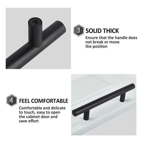 1pcs Black Kitchen Cabinet Door Handles Matte Black Stainless Steel Door Drawer Pull T Bar - 450mm/288mm