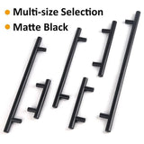1pcs Black Kitchen Cabinet Door Handles Matte Black Stainless Steel Door Drawer Pull T Bar - 450mm/288mm