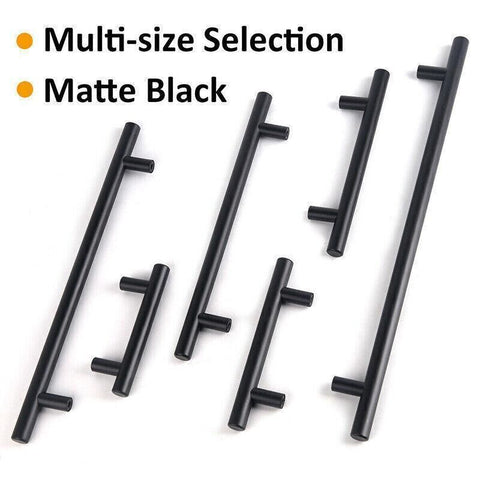1pcs Black Kitchen Cabinet Door Handles Matte Black Stainless Steel Door Drawer Pull T Bar - 450mm/288mm