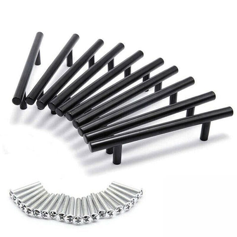 1pcs Black Kitchen Cabinet Door Handles Matte Black Stainless Steel Door Drawer Pull T Bar - 450mm/288mm