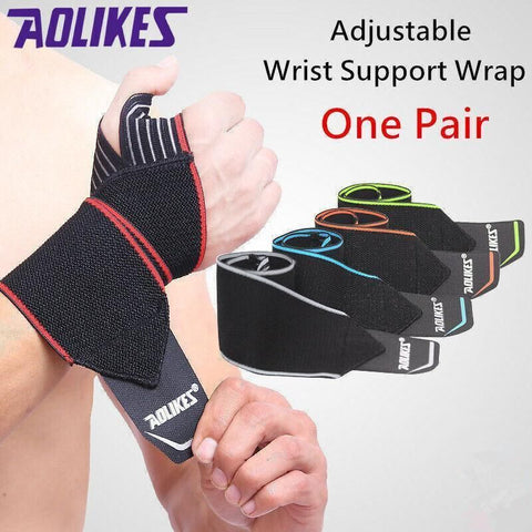 Aolikes 1 Pair Adjustable Wrist Support Wrap Strap Compression Hand Brace Au - Orange (1 Pair)