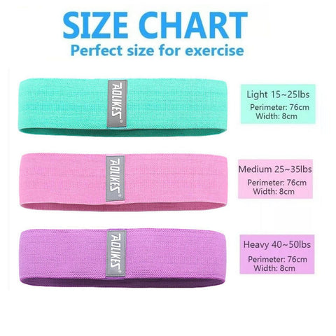 Aolikes Set 3 Resistance Booty Bands Hip Circle Loop Bands Workout Exercise - Set of 3 (Green,Pink,Purple) with Bag