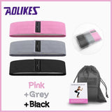 Aolikes Set 3 Resistance Booty Bands Hip Circle Loop Bands Workout Exercise - Set of 3 (Green,Pink,Purple) with Bag