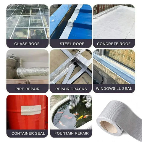 5M Waterproof Tape Butyl Rubber Aluminium Foil Roof Pipe Caravan Repair Flashing - 15cm*5m*1 Unit