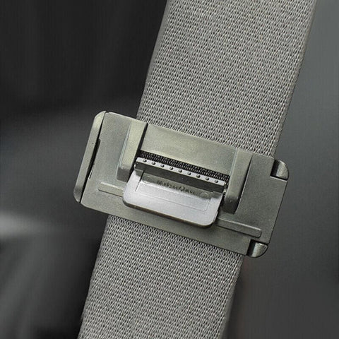 2X Car Shoulder Strap Positioning Clip Buckle Adjuster for Driving Comfort - Black