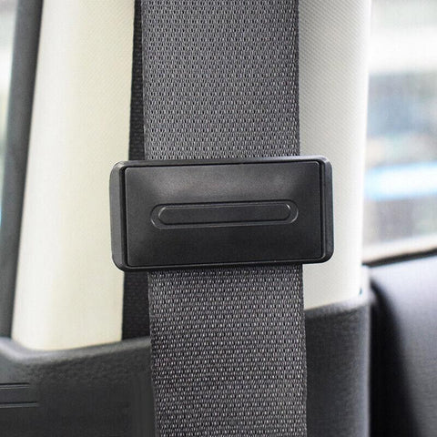 2X Car Shoulder Strap Positioning Clip Buckle Adjuster for Driving Comfort - Black
