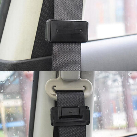 2X Car Shoulder Strap Positioning Clip Buckle Adjuster for Driving Comfort - Silver