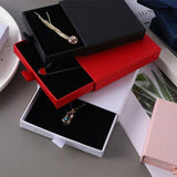 Cardboard Jewellery Gift Boxes Drawer Style Necklace Ring Earring Pendant Bracelet Case - Pink