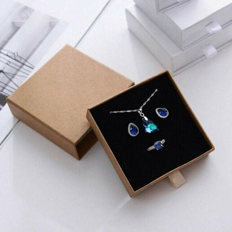 Cardboard Jewellery Gift Boxes Drawer Style Necklace Ring Earring Pendant Bracelet Case - Pink