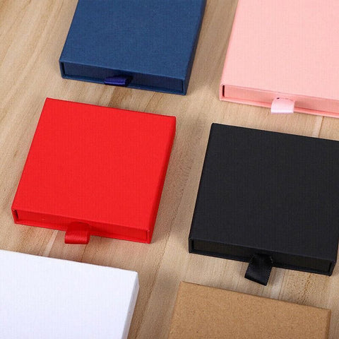 Cardboard Jewellery Gift Boxes Drawer Style Necklace Ring Earring Pendant Bracelet Case - Red