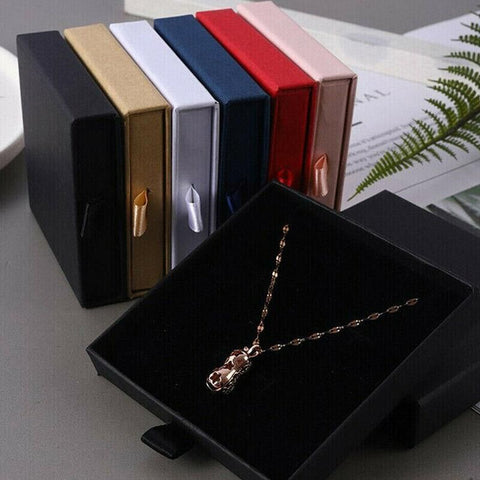 Cardboard Jewellery Gift Boxes Drawer Style Necklace Ring Earring Pendant Bracelet Case - Red