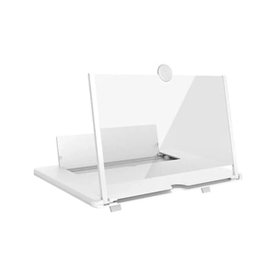 12 Inch Phone Screen Magnifier Folding Amplifier Stand Adjustable 3D Holder - White