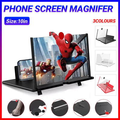 12 Inch Phone Screen Magnifier Folding Amplifier Stand Adjustable 3D Holder - White