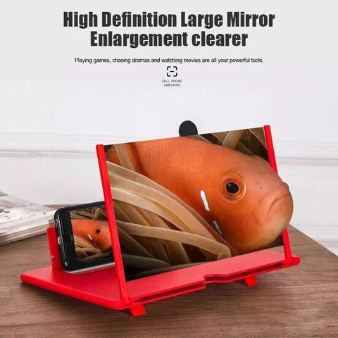 12 Inch Phone Screen Magnifier Folding Amplifier Stand Adjustable 3D Holder - White
