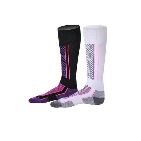 Men Women Long Warm Breathable Ski Socks Thicken Winter Sports Socks - Pink&White(33-39)