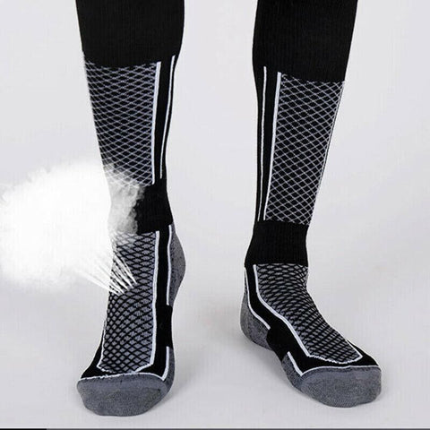 Men Women Long Warm Breathable Ski Socks Thicken Winter Sports Socks - Pink&White(33-39)