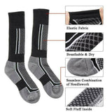 Men Women Long Warm Breathable Ski Socks Thicken Winter Sports Socks - Pink&White(33-39)