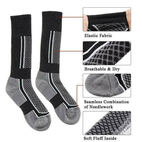 Men Women Long Warm Breathable Ski Socks Thicken Winter Sports Socks - Pink&White(33-39)
