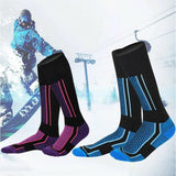 Men Women Long Warm Breathable Ski Socks Thicken Winter Sports Socks - Pink&White(33-39)