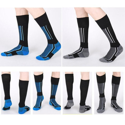 Men Women Long Warm Breathable Ski Socks Thicken Winter Sports Socks - Pink&White(33-39)