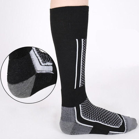 Men Women Long Warm Breathable Ski Socks Thicken Winter Sports Socks - Pink&White(33-39)