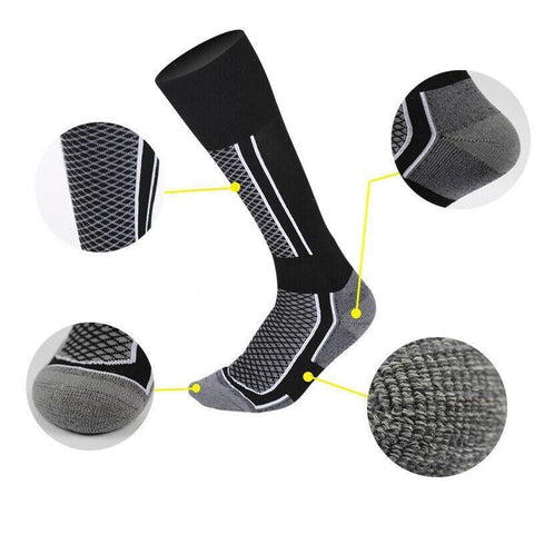 Men Women Long Warm Breathable Ski Socks Thicken Winter Sports Socks - Pink&White(33-39)